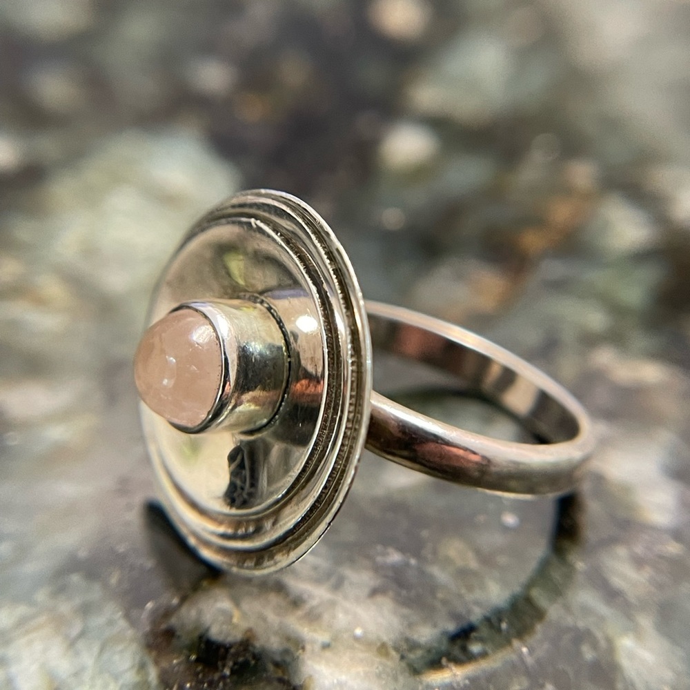 Vintage Sterling and Rose Quartz Ring.